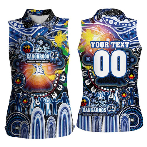 Personalised NAIDOC Week 2025 Kangaroos Football Women Sleeveless Polo Shirt Aboriginal Dot Painting