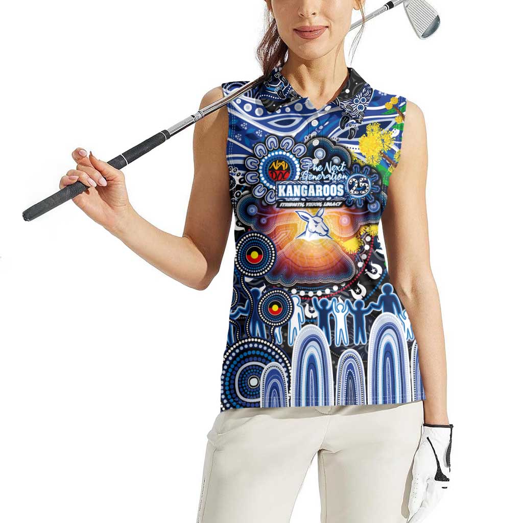 Personalised NAIDOC Week 2025 Kangaroos Football Women Sleeveless Polo Shirt Aboriginal Dot Painting