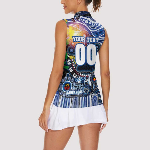 Personalised NAIDOC Week 2025 Kangaroos Football Women Sleeveless Polo Shirt Aboriginal Dot Painting