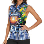 Personalised NAIDOC Week 2025 Kangaroos Football Women Sleeveless Polo Shirt Aboriginal Dot Painting