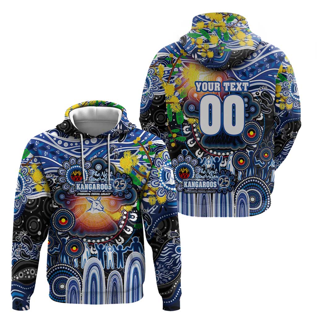 Personalised NAIDOC Week 2025 Kangaroos Football Zip Hoodie Aboriginal Dot Painting