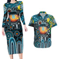 Personalised NAIDOC Week 2025 Power Football Couples Matching Long Sleeve Bodycon Dress and Hawaiian Shirt Aboriginal Dot Painting