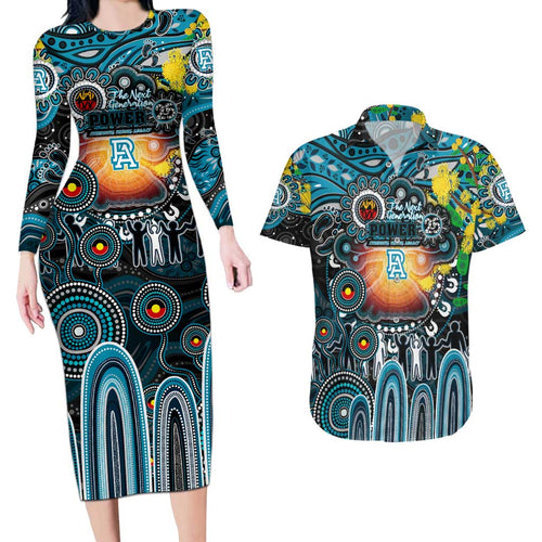 Personalised NAIDOC Week 2025 Power Football Couples Matching Long Sleeve Bodycon Dress and Hawaiian Shirt Aboriginal Dot Painting