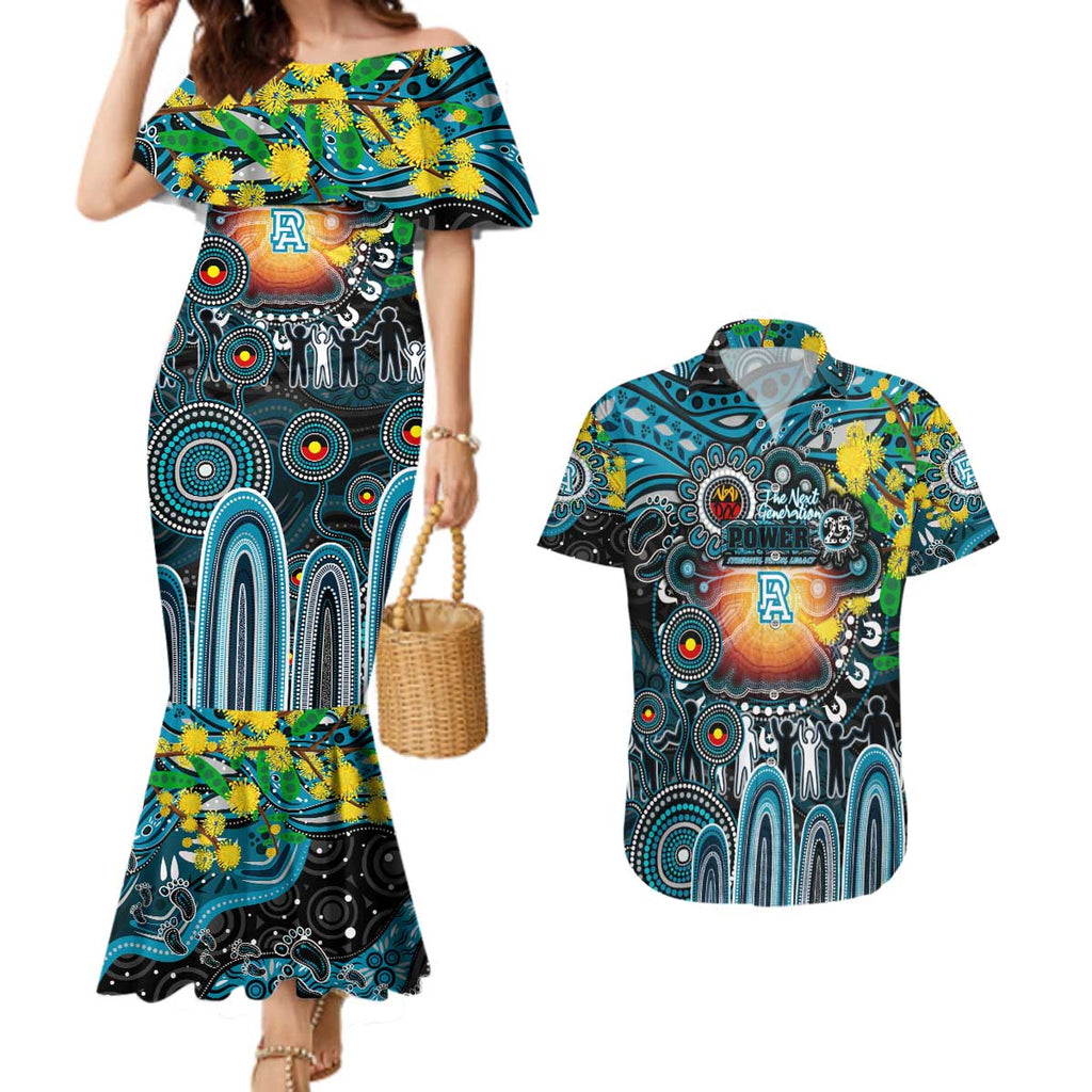 Personalised NAIDOC Week 2025 Power Football Couples Matching Mermaid Dress and Hawaiian Shirt Aboriginal Dot Painting