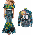 Personalised NAIDOC Week 2025 Power Football Couples Matching Mermaid Dress and Long Sleeve Button Shirt Aboriginal Dot Painting