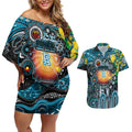 Personalised NAIDOC Week 2025 Power Football Couples Matching Off Shoulder Short Dress and Hawaiian Shirt Aboriginal Dot Painting