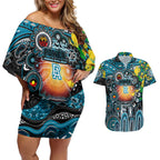 Personalised NAIDOC Week 2025 Power Football Couples Matching Off Shoulder Short Dress and Hawaiian Shirt Aboriginal Dot Painting