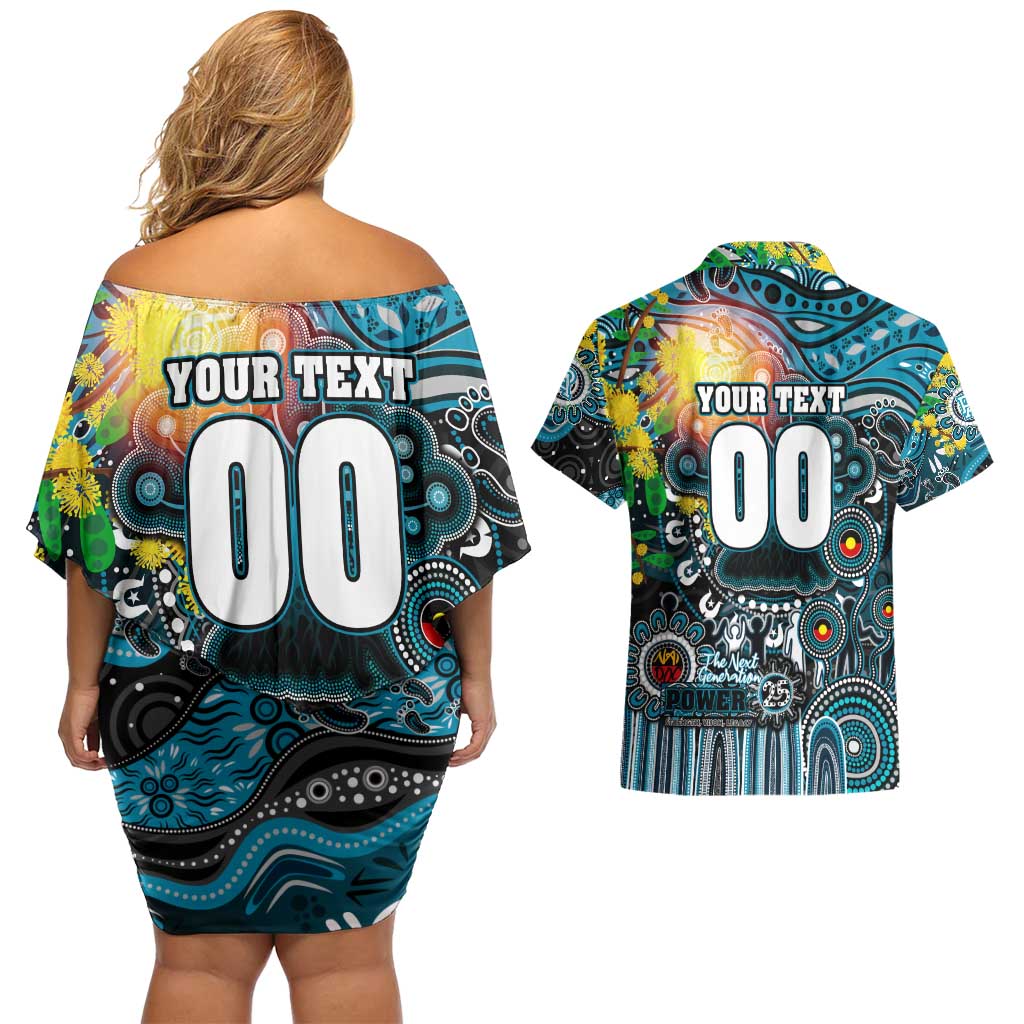 Personalised NAIDOC Week 2025 Power Football Couples Matching Off Shoulder Short Dress and Hawaiian Shirt Aboriginal Dot Painting