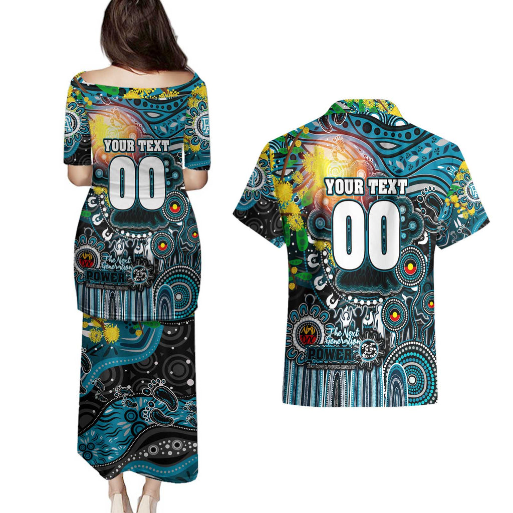 Personalised NAIDOC Week 2025 Power Football Couples Matching Puletasi and Hawaiian Shirt Aboriginal Dot Painting