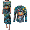 Personalised NAIDOC Week 2025 Power Football Couples Matching Puletasi and Long Sleeve Button Shirt Aboriginal Dot Painting