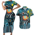 Personalised NAIDOC Week 2025 Power Football Couples Matching Short Sleeve Bodycon Dress and Hawaiian Shirt Aboriginal Dot Painting