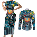 Personalised NAIDOC Week 2025 Power Football Couples Matching Short Sleeve Bodycon Dress and Long Sleeve Button Shirt Aboriginal Dot Painting