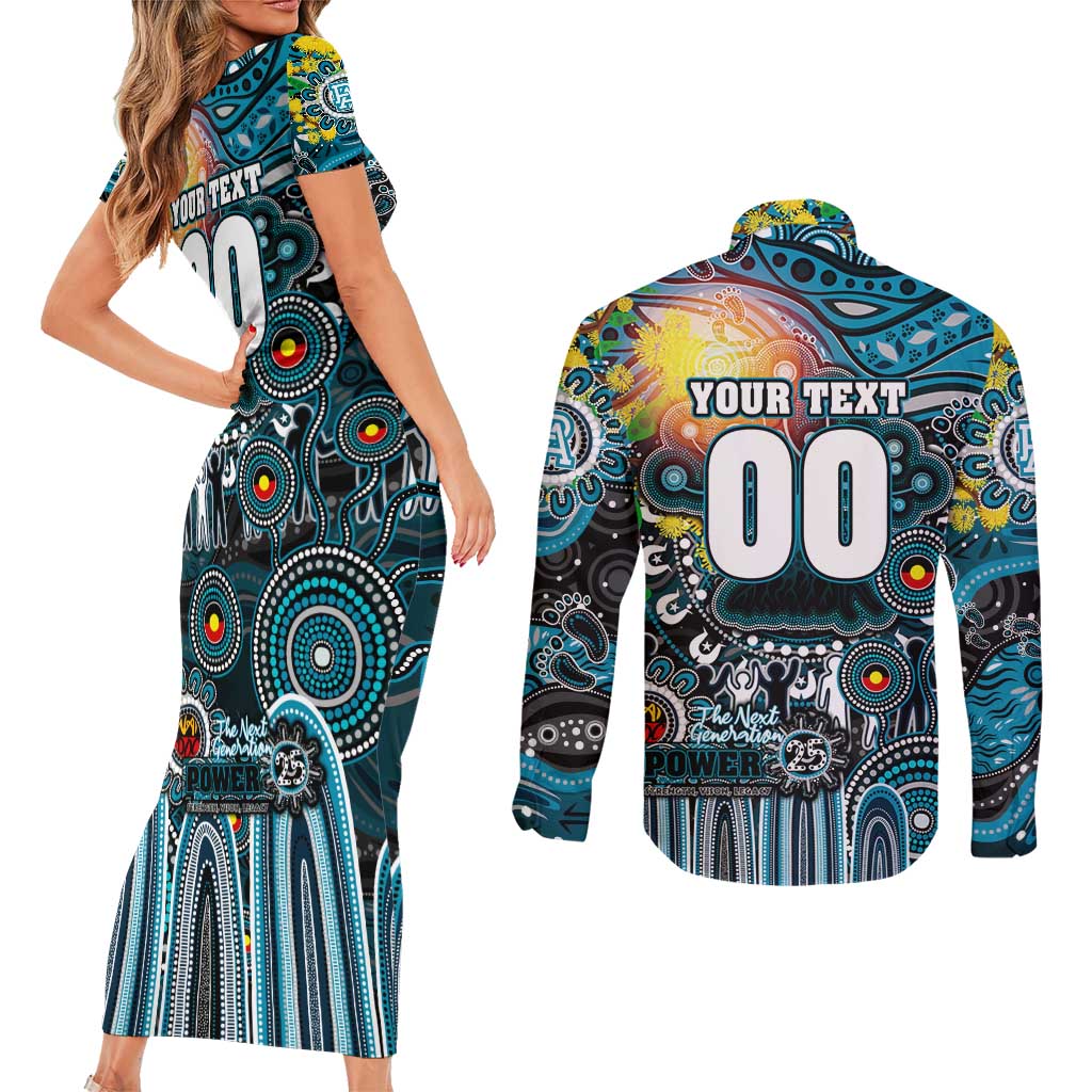 Personalised NAIDOC Week 2025 Power Football Couples Matching Short Sleeve Bodycon Dress and Long Sleeve Button Shirt Aboriginal Dot Painting