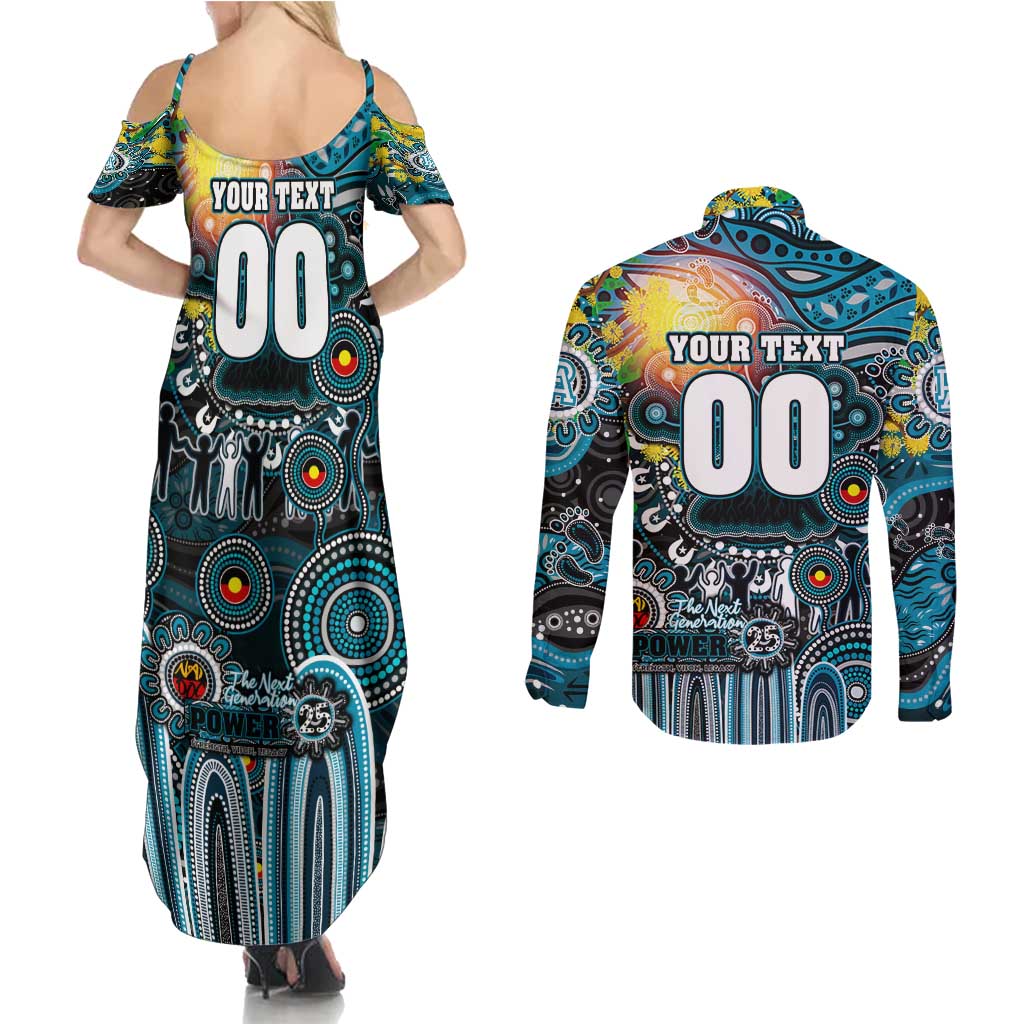 Personalised NAIDOC Week 2025 Power Football Couples Matching Summer Maxi Dress and Long Sleeve Button Shirt Aboriginal Dot Painting