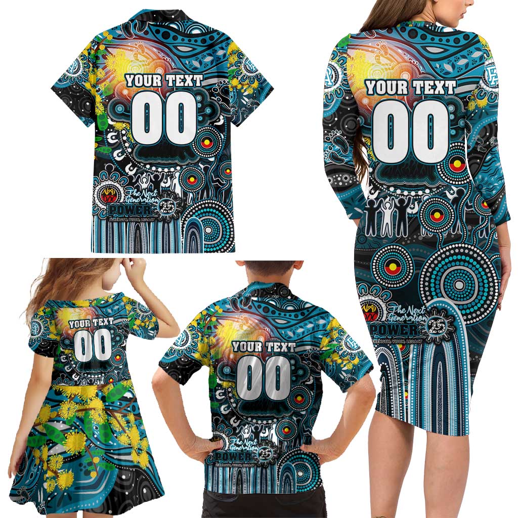 Personalised NAIDOC Week 2025 Power Football Family Matching Long Sleeve Bodycon Dress and Hawaiian Shirt Aboriginal Dot Painting