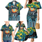Personalised NAIDOC Week 2025 Power Football Family Matching Mermaid Dress and Hawaiian Shirt Aboriginal Dot Painting