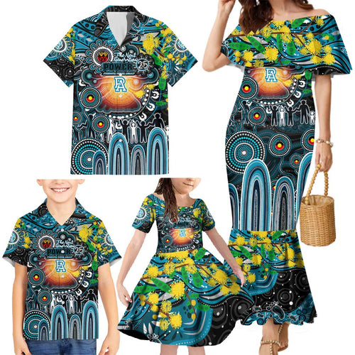 Personalised NAIDOC Week 2025 Power Football Family Matching Mermaid Dress and Hawaiian Shirt Aboriginal Dot Painting