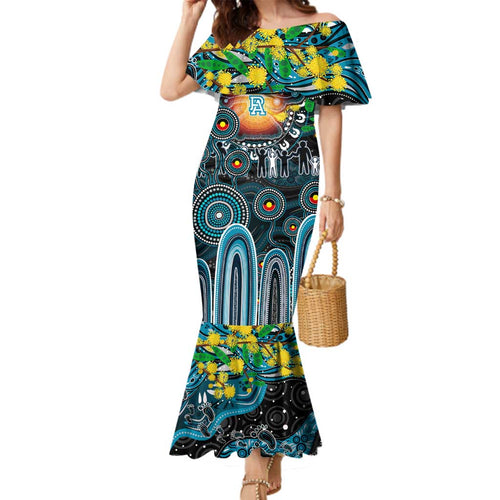 Personalised NAIDOC Week 2025 Power Football Family Matching Mermaid Dress and Hawaiian Shirt Aboriginal Dot Painting