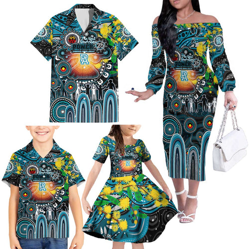 Personalised NAIDOC Week 2025 Power Football Family Matching Off The Shoulder Long Sleeve Dress and Hawaiian Shirt Aboriginal Dot Painting
