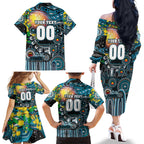Personalised NAIDOC Week 2025 Power Football Family Matching Off The Shoulder Long Sleeve Dress and Hawaiian Shirt Aboriginal Dot Painting