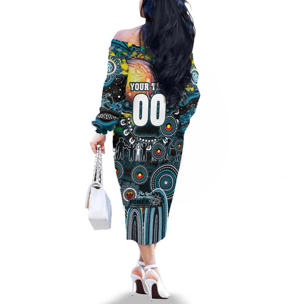 Personalised NAIDOC Week 2025 Power Football Family Matching Off The Shoulder Long Sleeve Dress and Hawaiian Shirt Aboriginal Dot Painting