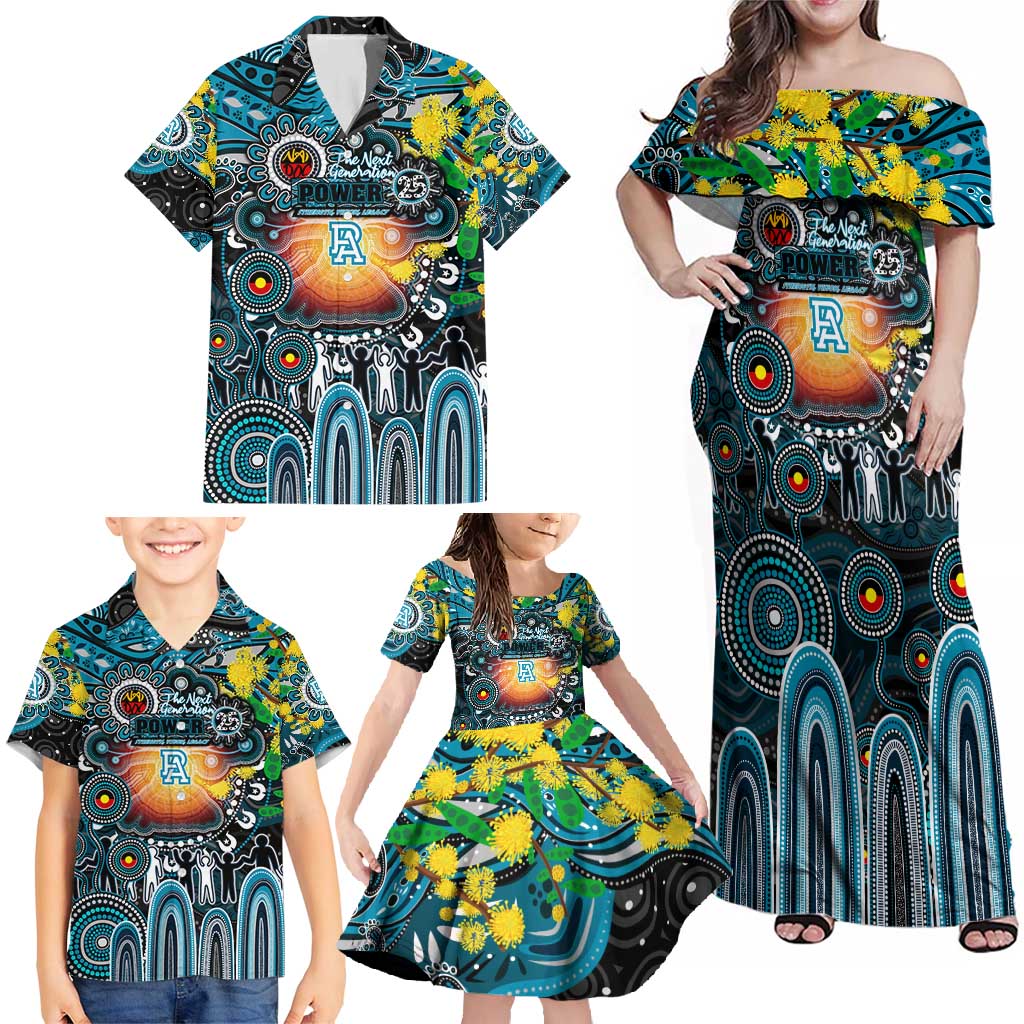 Personalised NAIDOC Week 2025 Power Football Family Matching Off Shoulder Maxi Dress and Hawaiian Shirt Aboriginal Dot Painting