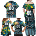 Personalised NAIDOC Week 2025 Power Football Family Matching Off Shoulder Maxi Dress and Hawaiian Shirt Aboriginal Dot Painting