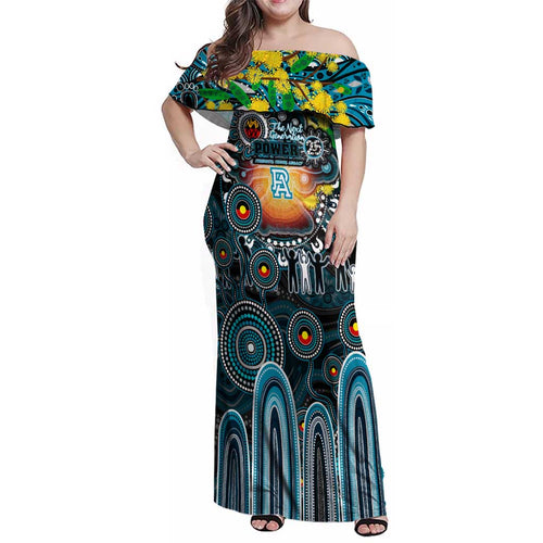 Personalised NAIDOC Week 2025 Power Football Family Matching Off Shoulder Maxi Dress and Hawaiian Shirt Aboriginal Dot Painting