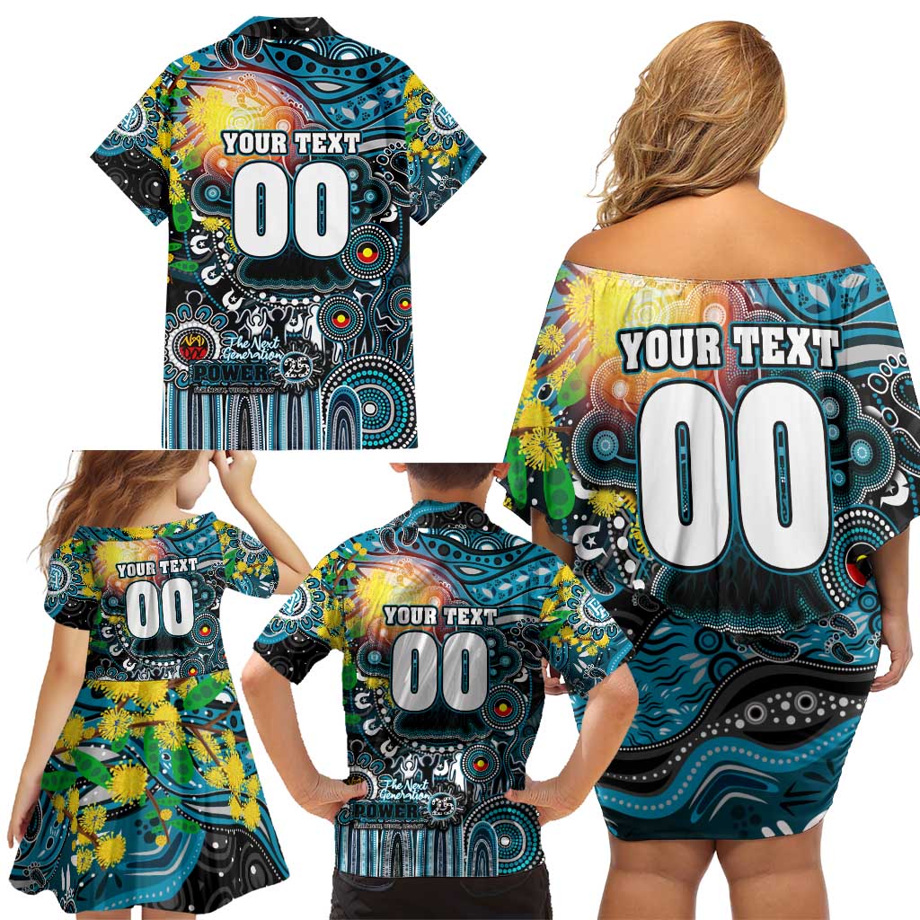 Personalised NAIDOC Week 2025 Power Football Family Matching Off Shoulder Short Dress and Hawaiian Shirt Aboriginal Dot Painting