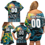 Personalised NAIDOC Week 2025 Power Football Family Matching Off Shoulder Short Dress and Hawaiian Shirt Aboriginal Dot Painting
