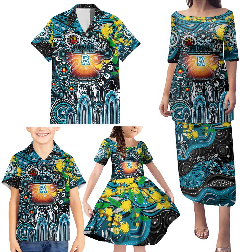 Personalised NAIDOC Week 2025 Power Football Family Matching Puletasi and Hawaiian Shirt Aboriginal Dot Painting