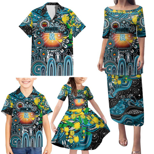 Personalised NAIDOC Week 2025 Power Football Family Matching Puletasi and Hawaiian Shirt Aboriginal Dot Painting