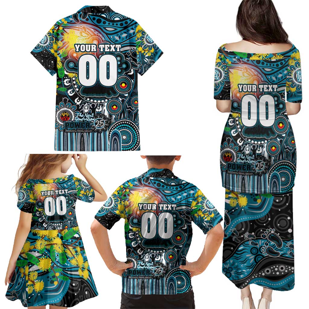 Personalised NAIDOC Week 2025 Power Football Family Matching Puletasi and Hawaiian Shirt Aboriginal Dot Painting