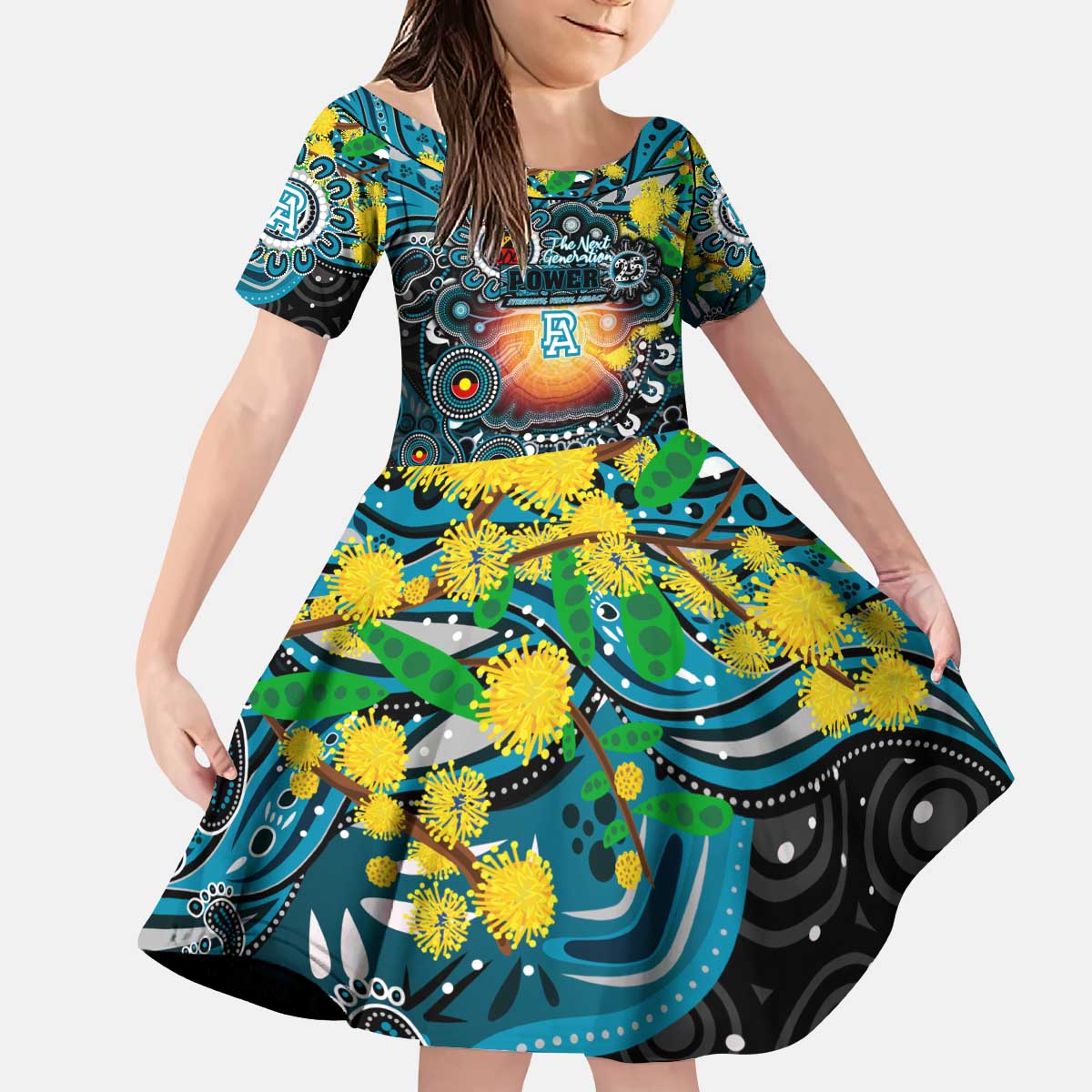 Personalised NAIDOC Week 2025 Power Football Kid Short Sleeve Dress Aboriginal Dot Painting