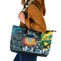 NAIDOC Week 2025 Power Football Leather Tote Bag Aboriginal Dot Painting