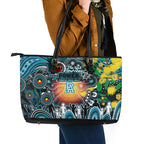 NAIDOC Week 2025 Power Football Leather Tote Bag Aboriginal Dot Painting