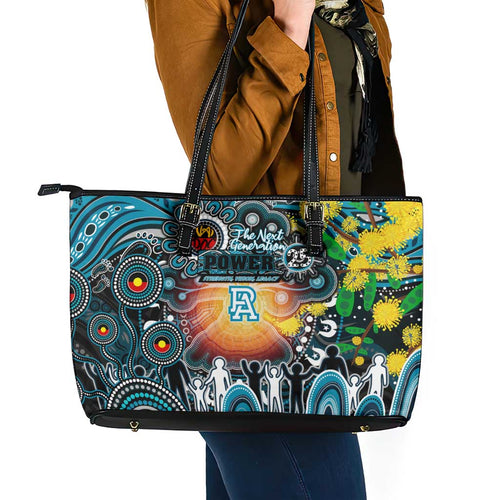 NAIDOC Week 2025 Power Football Leather Tote Bag Aboriginal Dot Painting