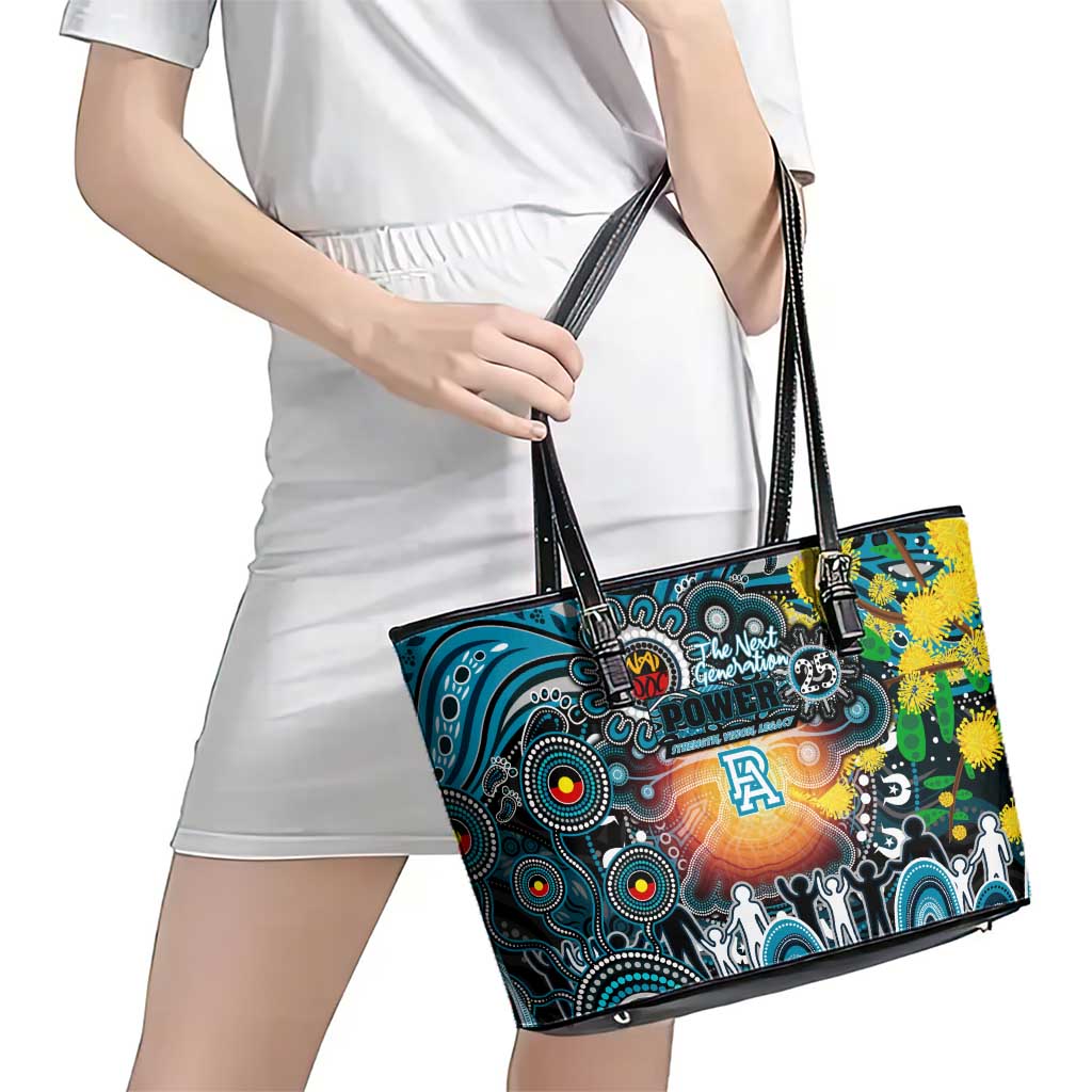 NAIDOC Week 2025 Power Football Leather Tote Bag Aboriginal Dot Painting