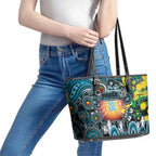 NAIDOC Week 2025 Power Football Leather Tote Bag Aboriginal Dot Painting
