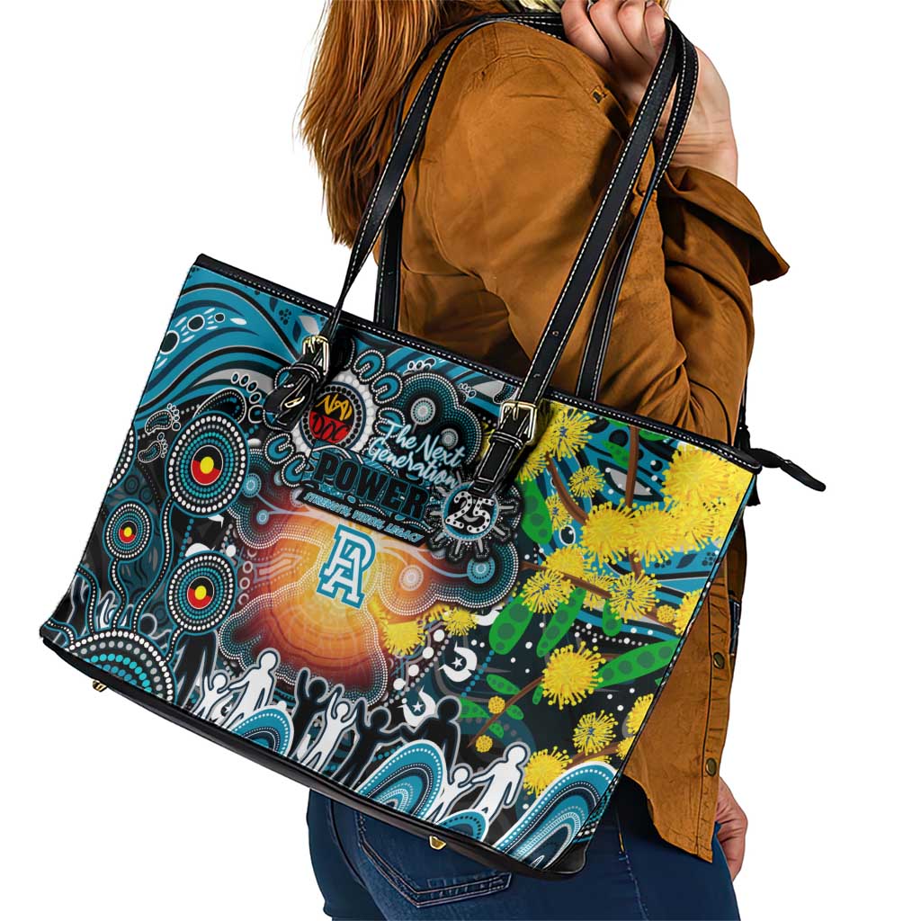 NAIDOC Week 2025 Power Football Leather Tote Bag Aboriginal Dot Painting