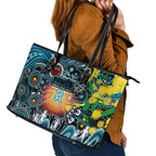 NAIDOC Week 2025 Power Football Leather Tote Bag Aboriginal Dot Painting