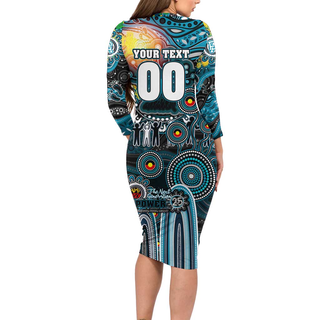 Personalised NAIDOC Week 2025 Power Football Long Sleeve Bodycon Dress Aboriginal Dot Painting