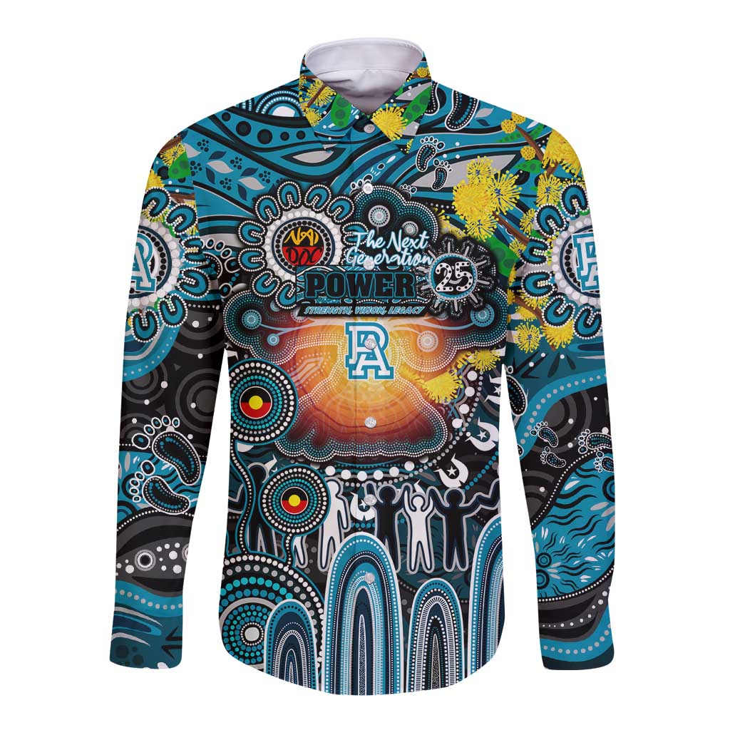 Personalised NAIDOC Week 2025 Power Football Long Sleeve Button Shirt Aboriginal Dot Painting