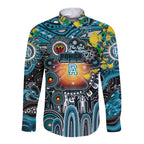 Personalised NAIDOC Week 2025 Power Football Long Sleeve Button Shirt Aboriginal Dot Painting