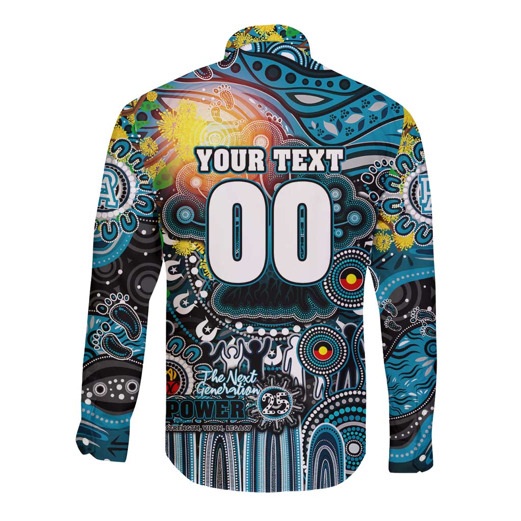Personalised NAIDOC Week 2025 Power Football Long Sleeve Button Shirt Aboriginal Dot Painting