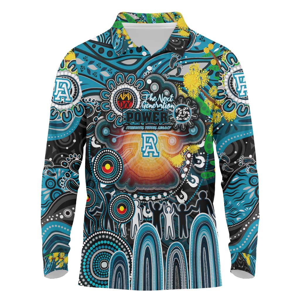 Personalised NAIDOC Week 2025 Power Football Long Sleeve Polo Shirt Aboriginal Dot Painting