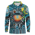 Personalised NAIDOC Week 2025 Power Football Long Sleeve Polo Shirt Aboriginal Dot Painting