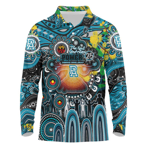 Personalised NAIDOC Week 2025 Power Football Long Sleeve Polo Shirt Aboriginal Dot Painting