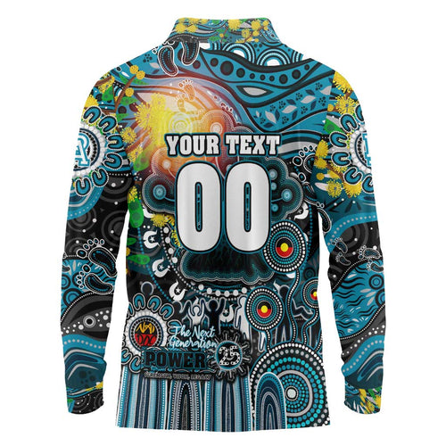 Personalised NAIDOC Week 2025 Power Football Long Sleeve Polo Shirt Aboriginal Dot Painting