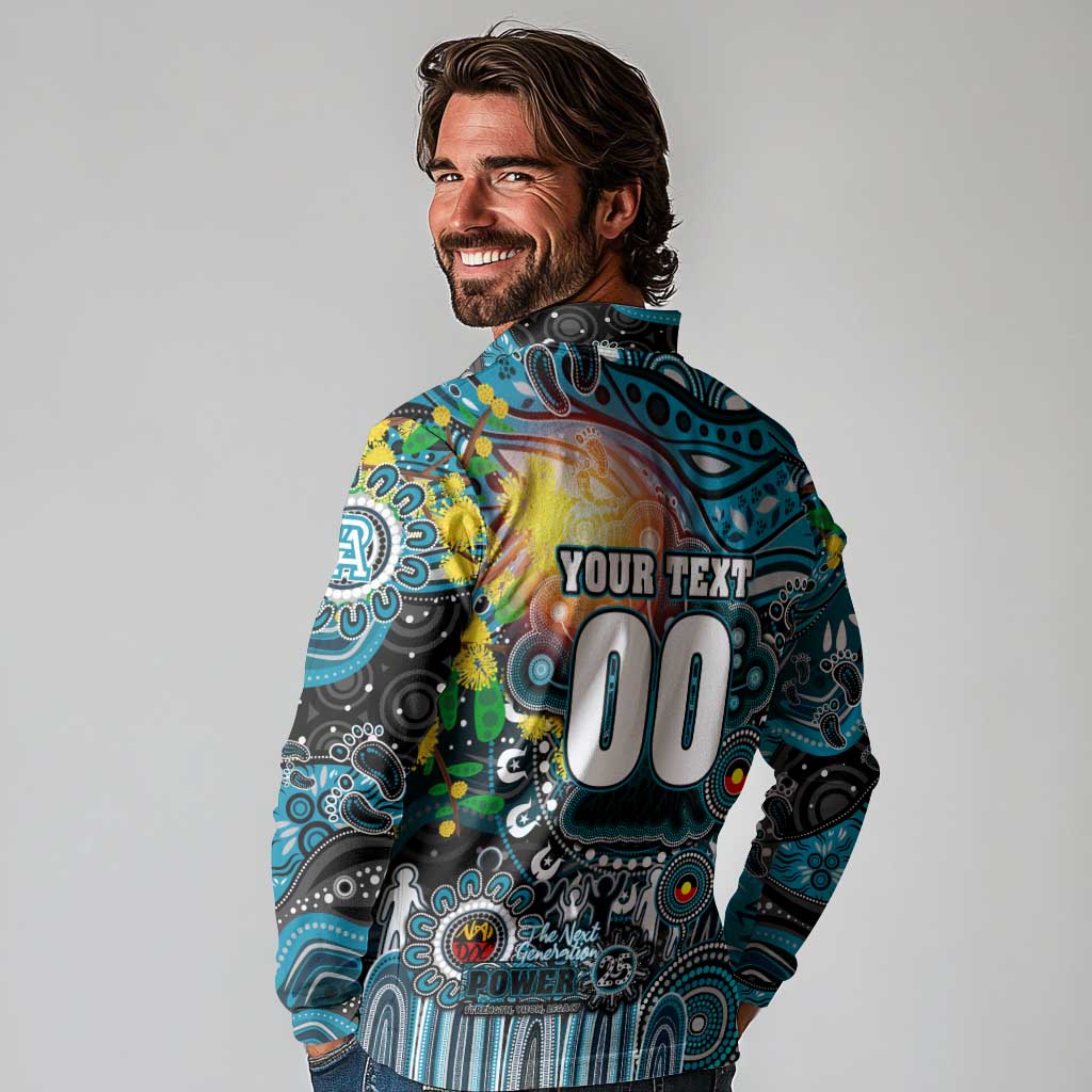 Personalised NAIDOC Week 2025 Power Football Long Sleeve Polo Shirt Aboriginal Dot Painting